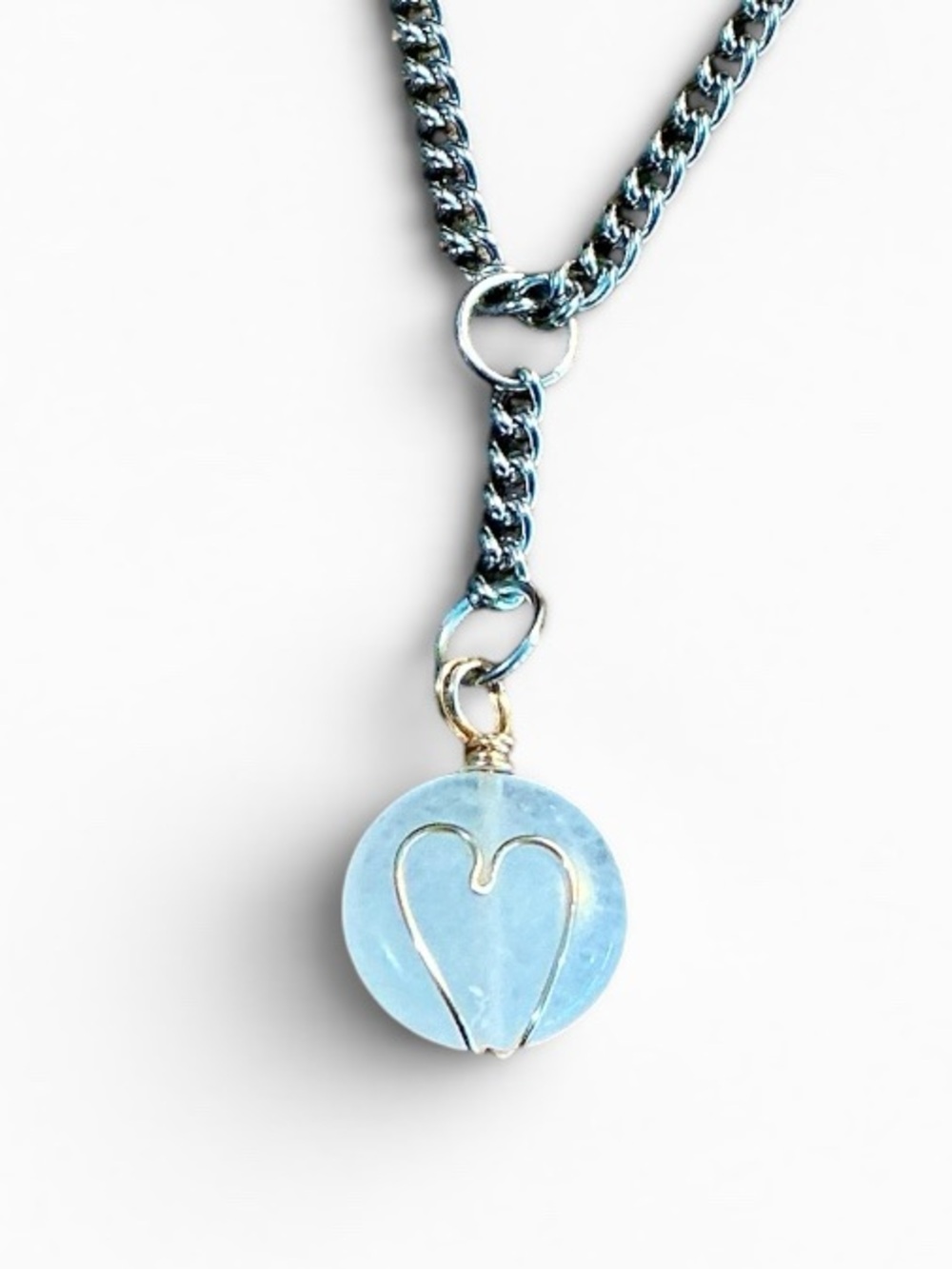 🆕 Heart Shaped Wire Wrapped Gemstone Pendant Necklace